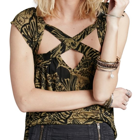 Free People Sugar Cane Blouse XS Green - Picture 2 of 6